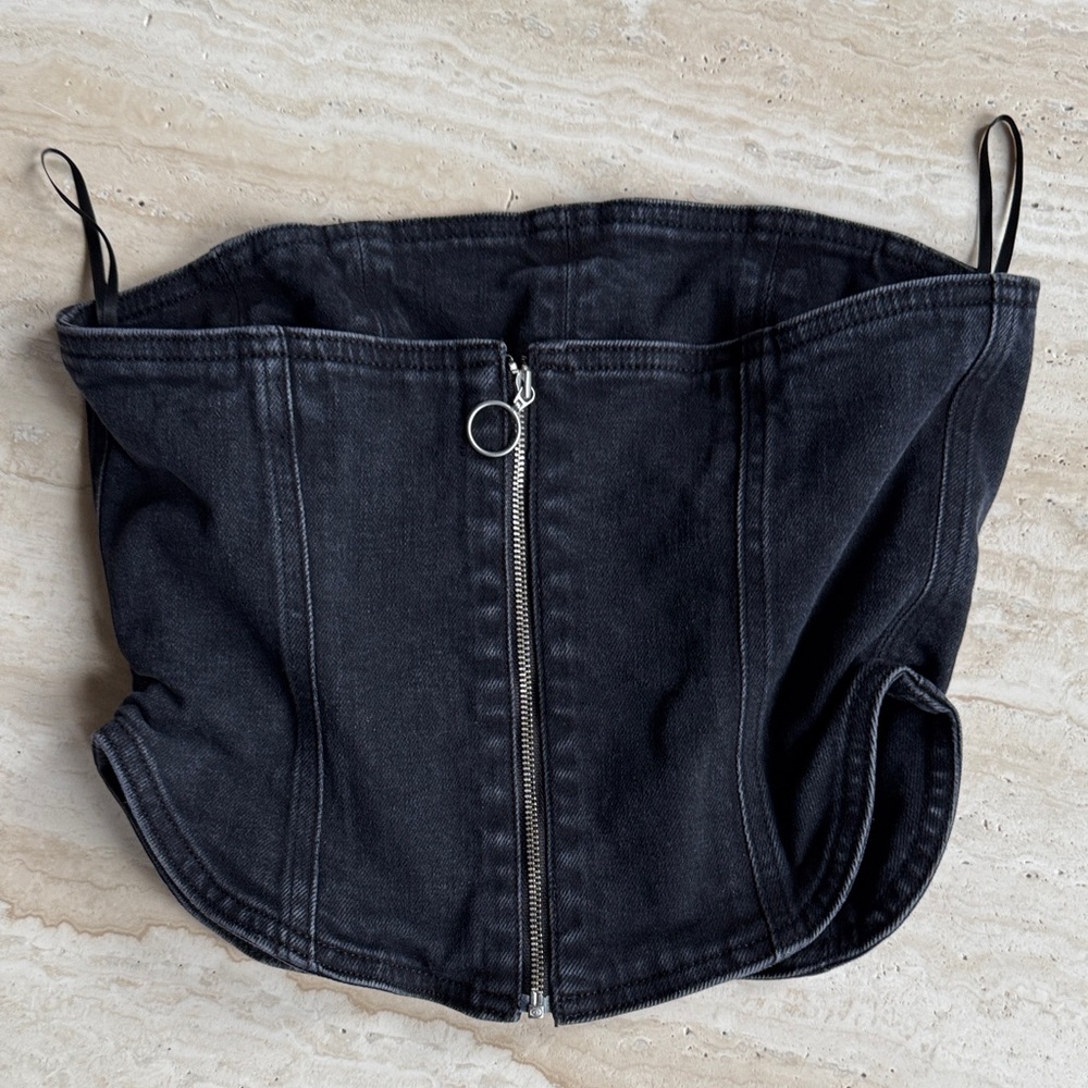 Denim Forum Black Denim Corset-Style Top - Picture 3 of 4